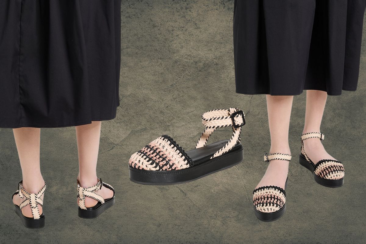 Ulla Johnson's Polonio Crochet Lambskin Flatform Sandals