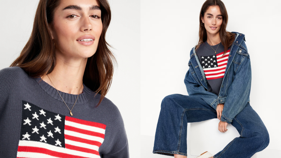 Old Navy's Crew-Neck Flag-Graphic Sweater