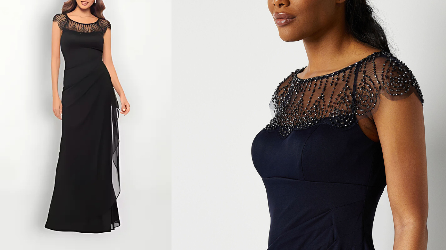 DJ Jaz Women’s Short Sleeve Beaded Evening Gown at JCPenney: Elegance Defined