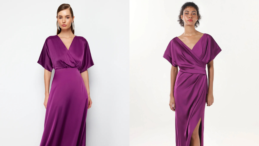 CeCe Satin Women's Short Sleeve Evening Gown