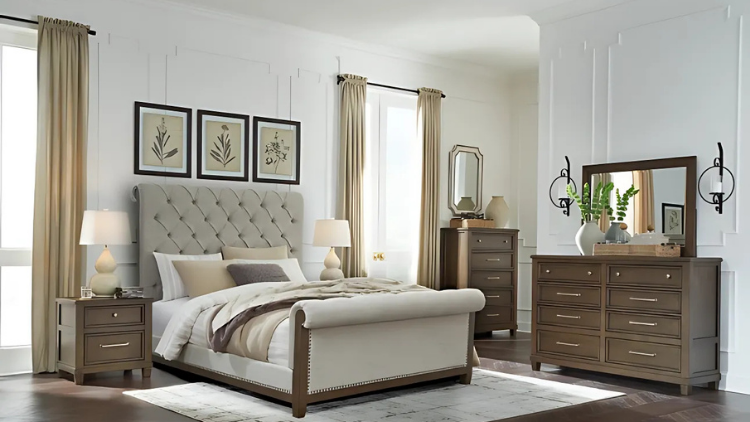 Ashley Hillcott Queen Upholstered Bed: Modern Farmhouse Elegance for Your Bedroom