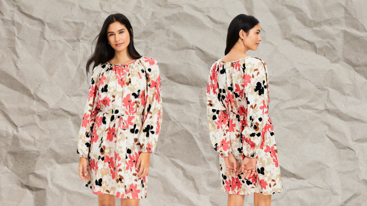 Gardenia Button Sleeve Mini Dress from Loft