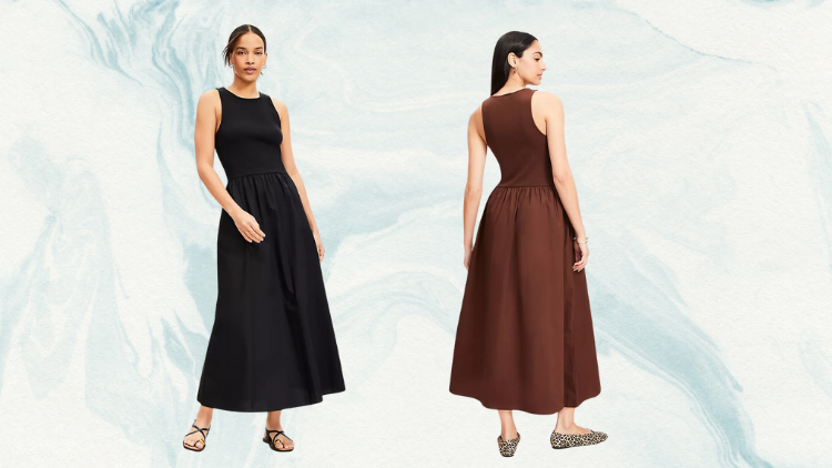 Poplin Mixed Media Midi Pocket Dress