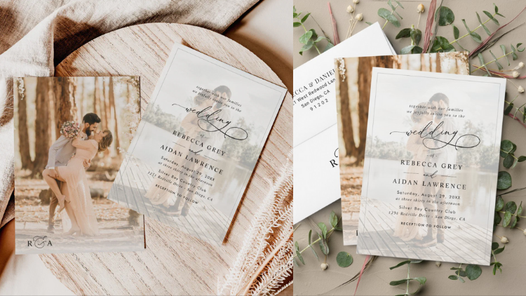 Elegant Black & White Photo Wedding Invitations