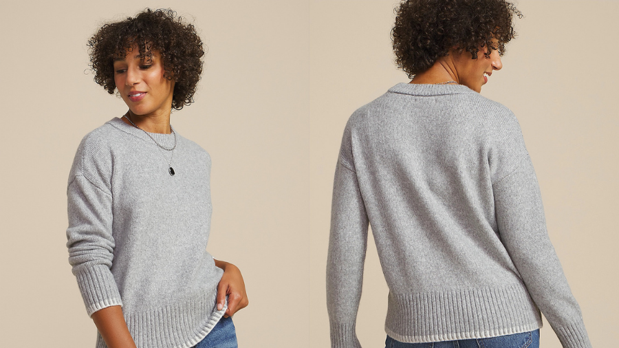 Gray Whipstitch Crew Neck Sweater from Maurices