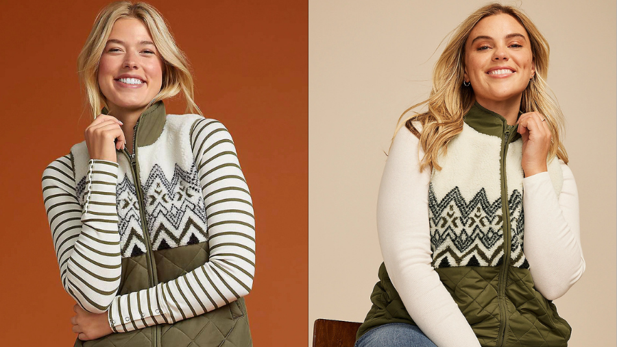 Maurices Fair Isle Sherpa Quilted Vest