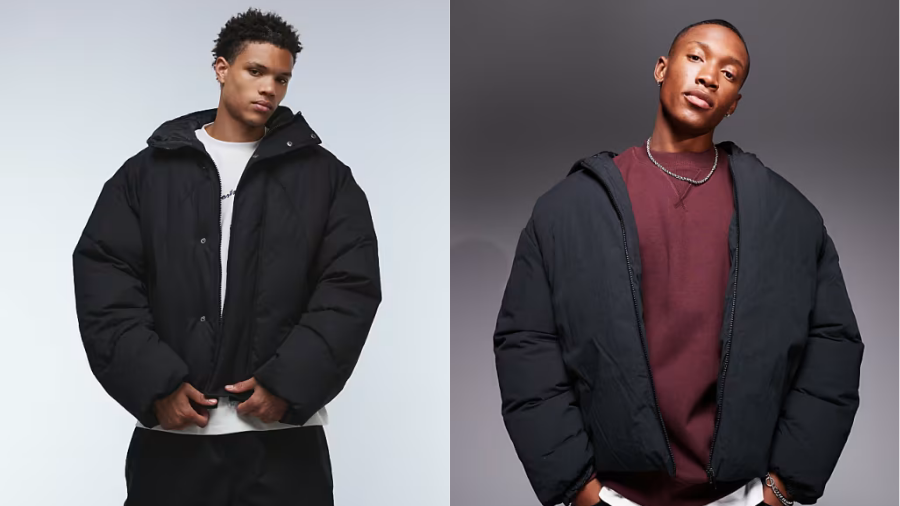 ASOS DESIGN Oversized Hooded Puffer Jacket in Black