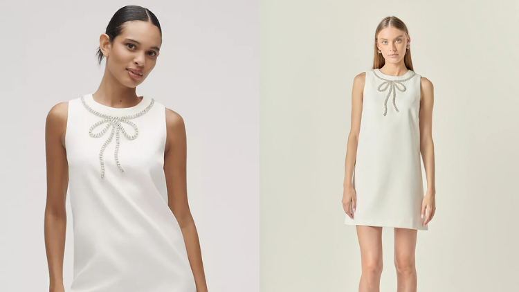 Anthropologie's Rhinestone Bow Sleeveless Mini Dress by English Factory