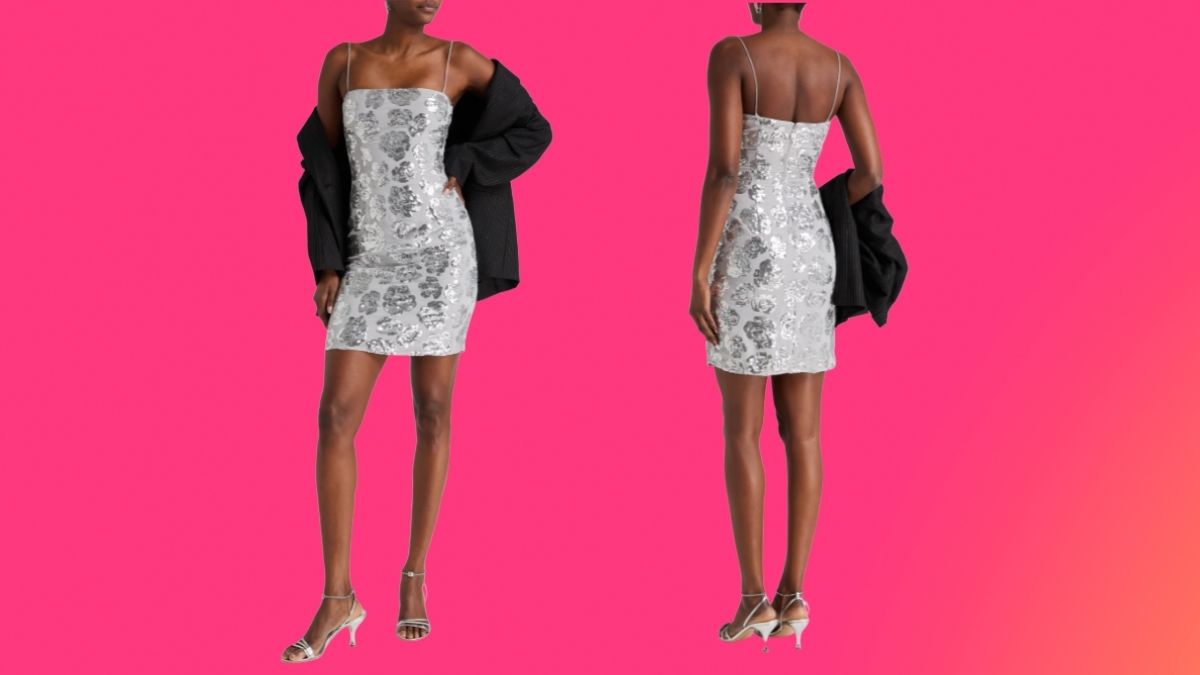 ROTATE Birger Christensen Sequined Chiffon Mini Dress: A Shimmering Statement Piece