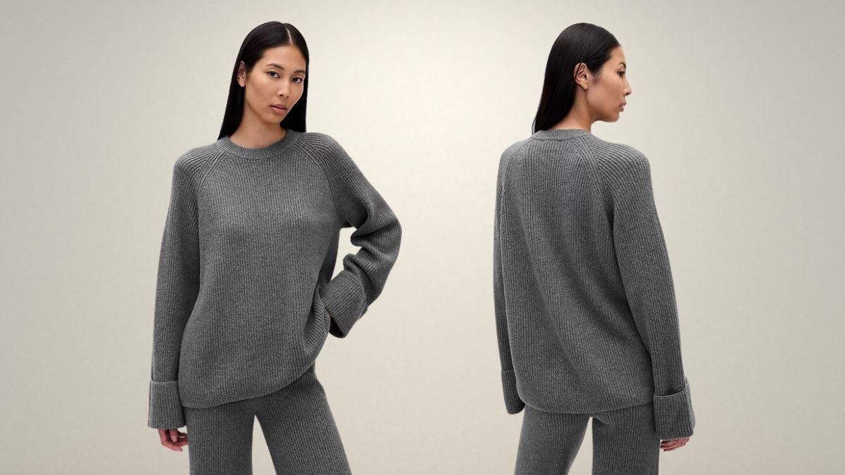 CashSoft Shaker-Stitch Boyfriend Sweater: The Affordable Cashmere Alternative