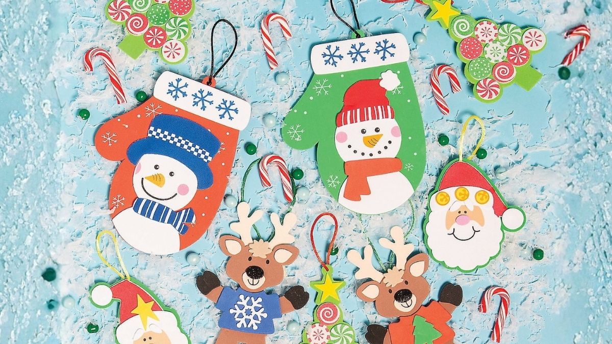 DIY Snowman Mitten Christmas Ornaments: Complete Craft Kit (Makes 12)