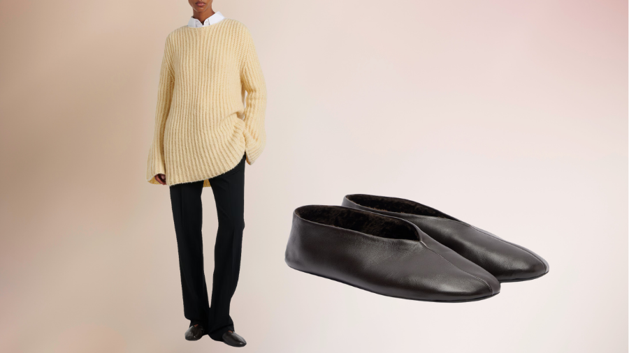 The Row Stella Leather Ballet Flats at Mytheresa