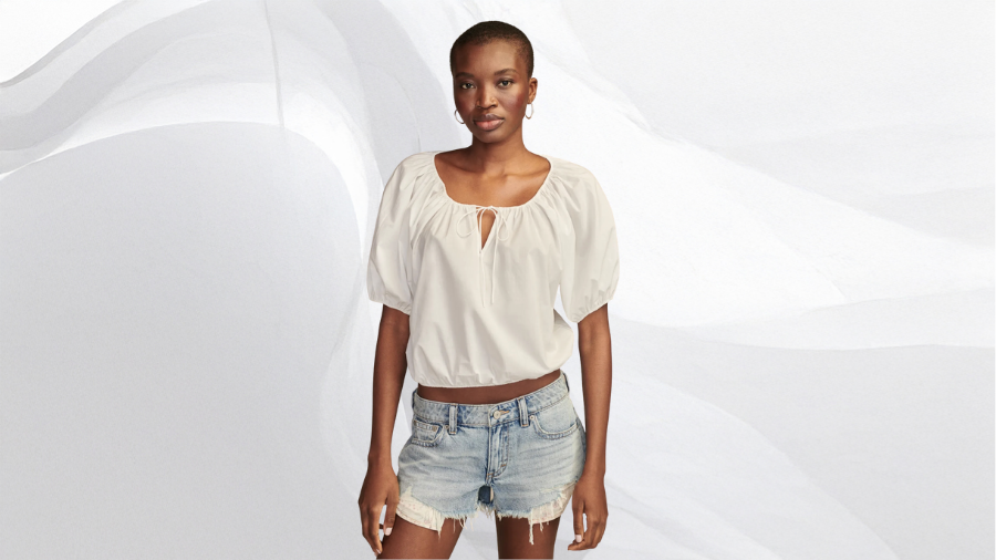Lucky Brand Gathered Poplin Top