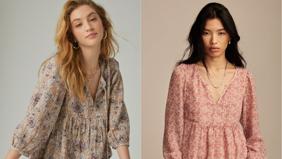 Lucky Brand Printed Peasant Top