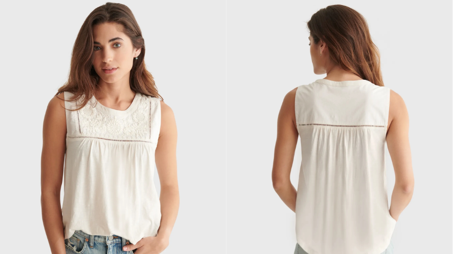Lucky Brand Embroidered Sleeveless Top