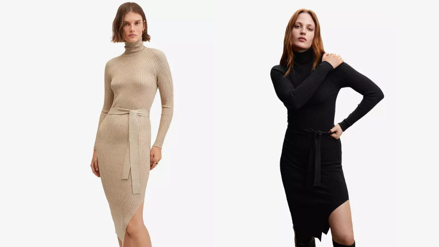 Mango US Knitted Turtleneck Dress