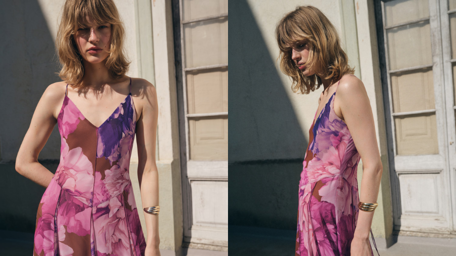 Mango's Floral Godet Dress