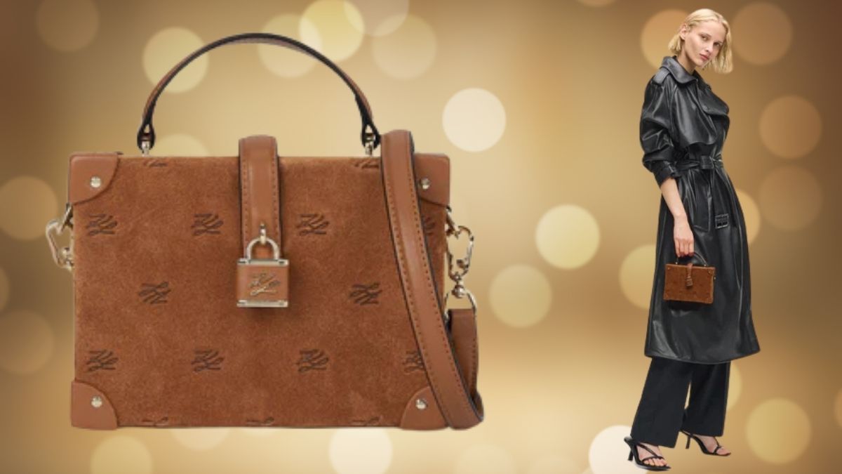 The KARL LAGERFELD K/Autograph Padlock Suede Trunk Bag: Luxury Meets Vintage Charm